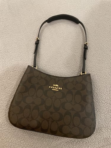 Customer photo review of Penelope Shoulder Bag In Signature Canvas (Gold_Brown_Black)