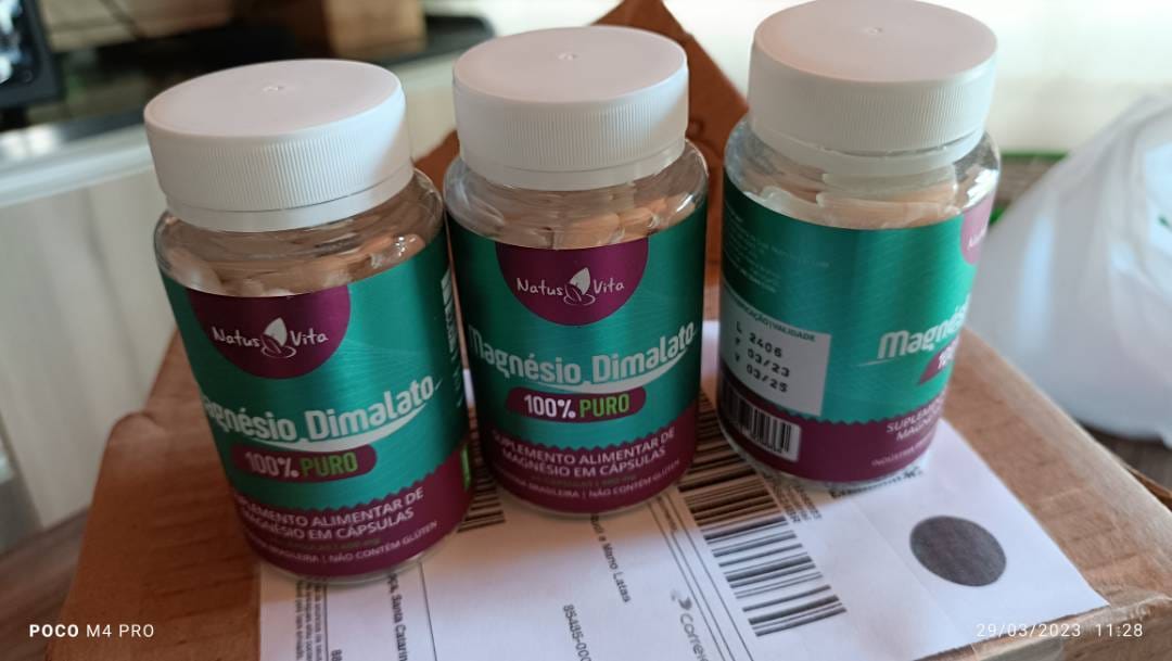 Customer photo review of Magnésio Dimalato Puro. 60 Cápsulas