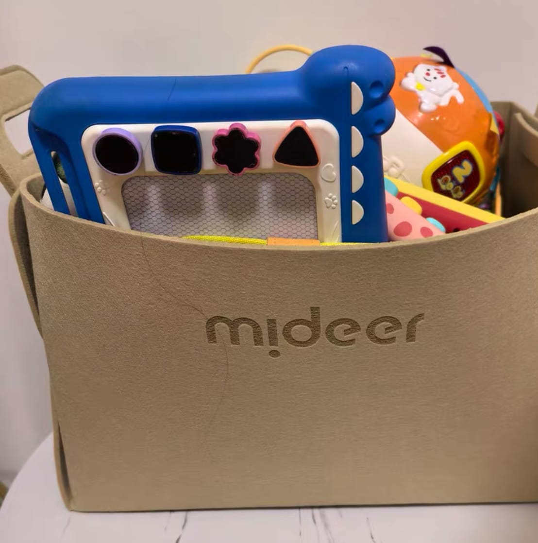 Customer photo review of Mideer Toy Storage Bag: Beige