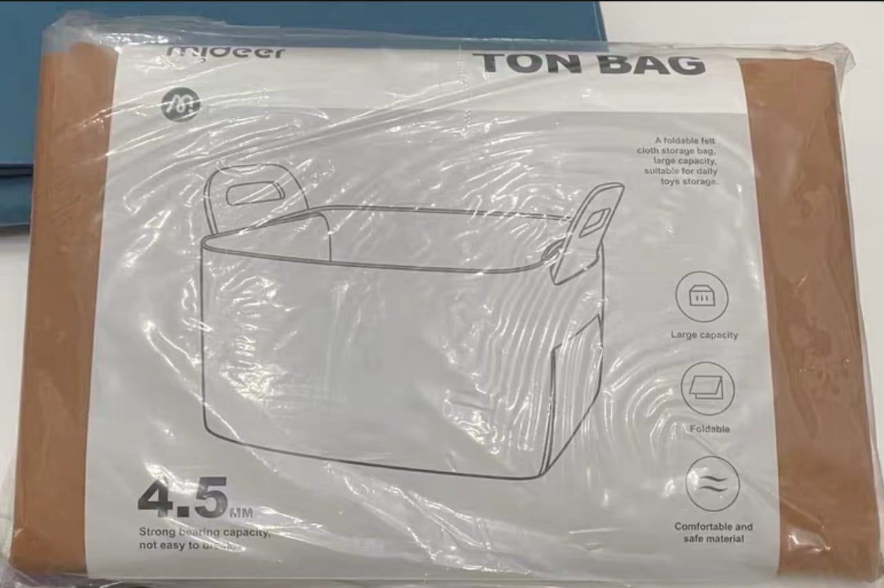 Customer photo review of Mideer Large Fodable Toy Storage Bag: Beige