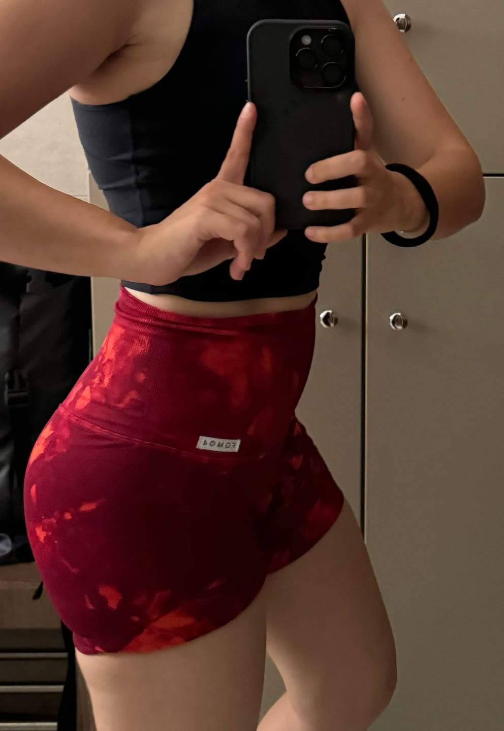 Customer photo review of Shorts Maltinto Rosso Inferno