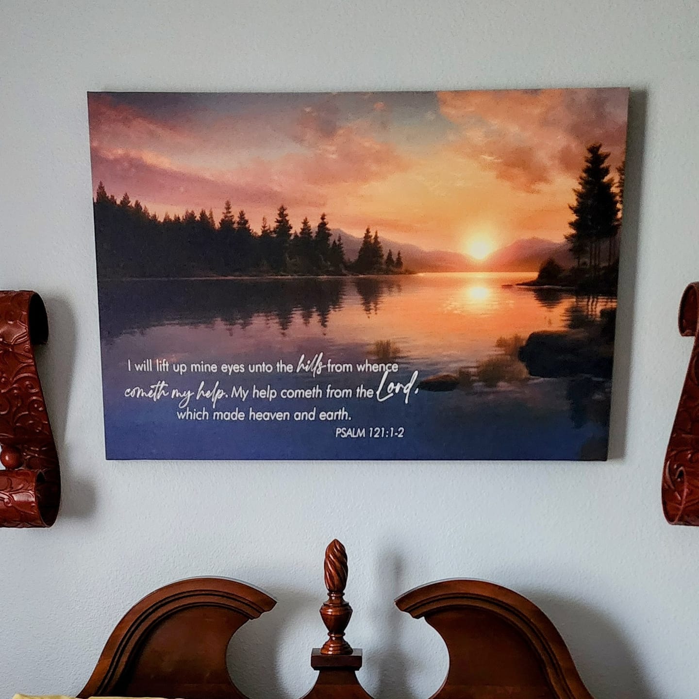 Customer photo review of Psalm 121:1-2 My Help Cometh From The Lord Wall Art Canvas