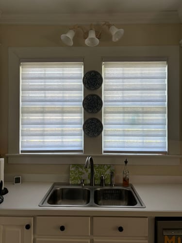 Customer photo review of Keego New Classic No Drill Zebra Shades Cordless Child Safe