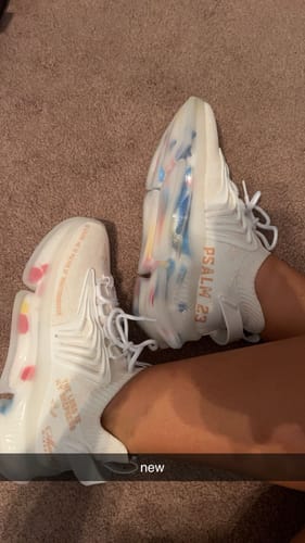 Customer photo review of Women's White Psalm 23s - First Edtition Christian Shoes