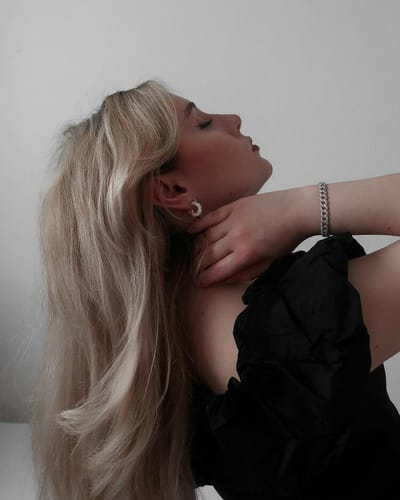 Customer photo review of Crafted Pavé Pearl Huggie Earrings