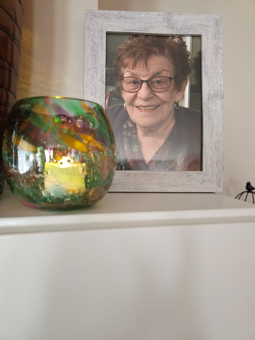 Customer photo review of Glass Votive with Infused Cremation Ashes