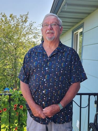 Customer photo review of Rainbow LGBTQ+ Pride DND Dice Button Up Shirt