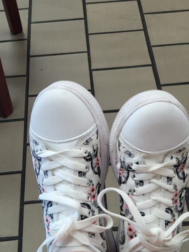 Customer photo review of Floral Raccoon Canvas Shoes