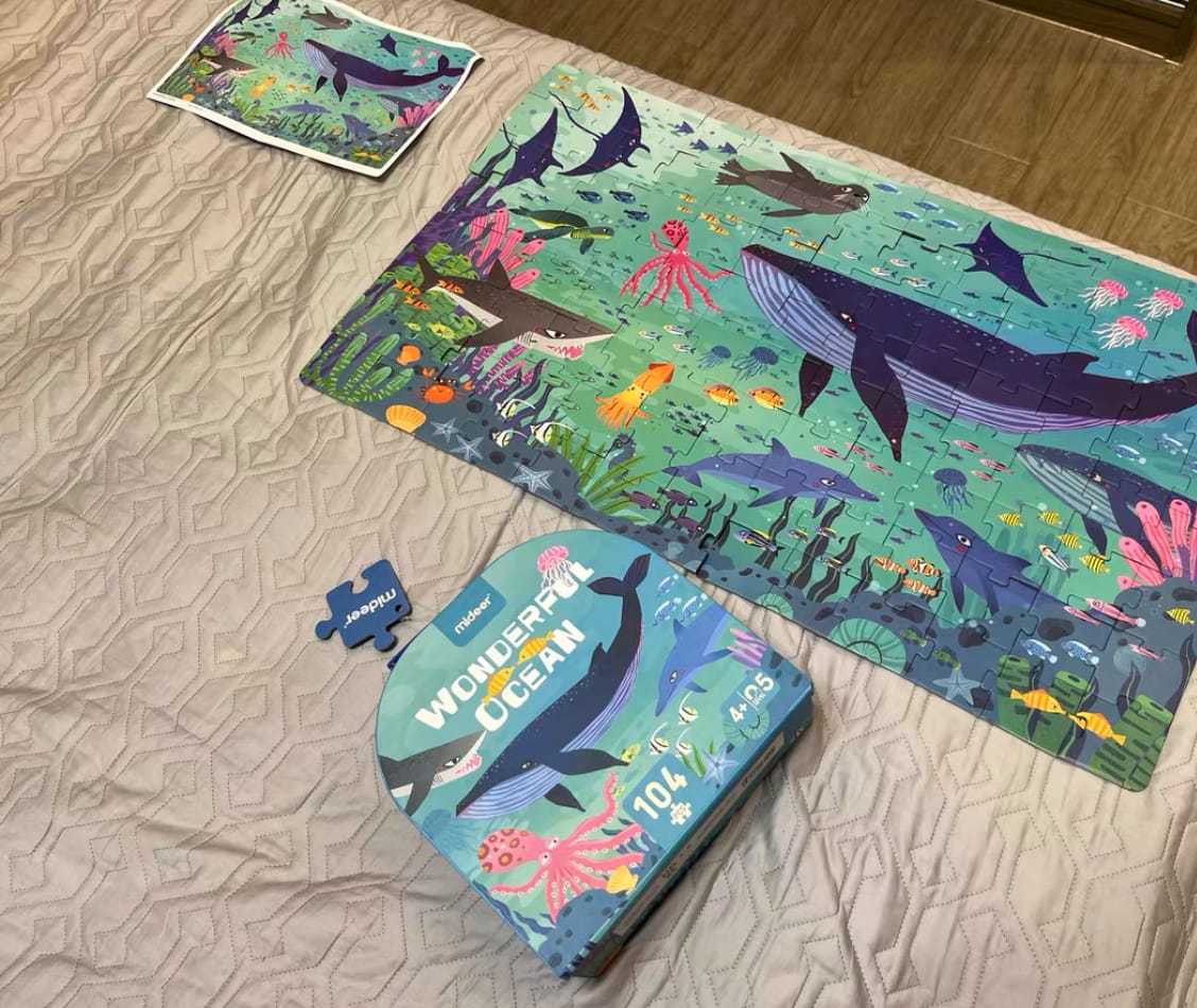 Customer photo review of Mideer Portable Puzzle Box: Wonderful Ocean 104P