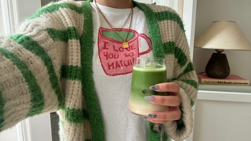 Customer photo review of 'I Love You So Matcha' baby tee