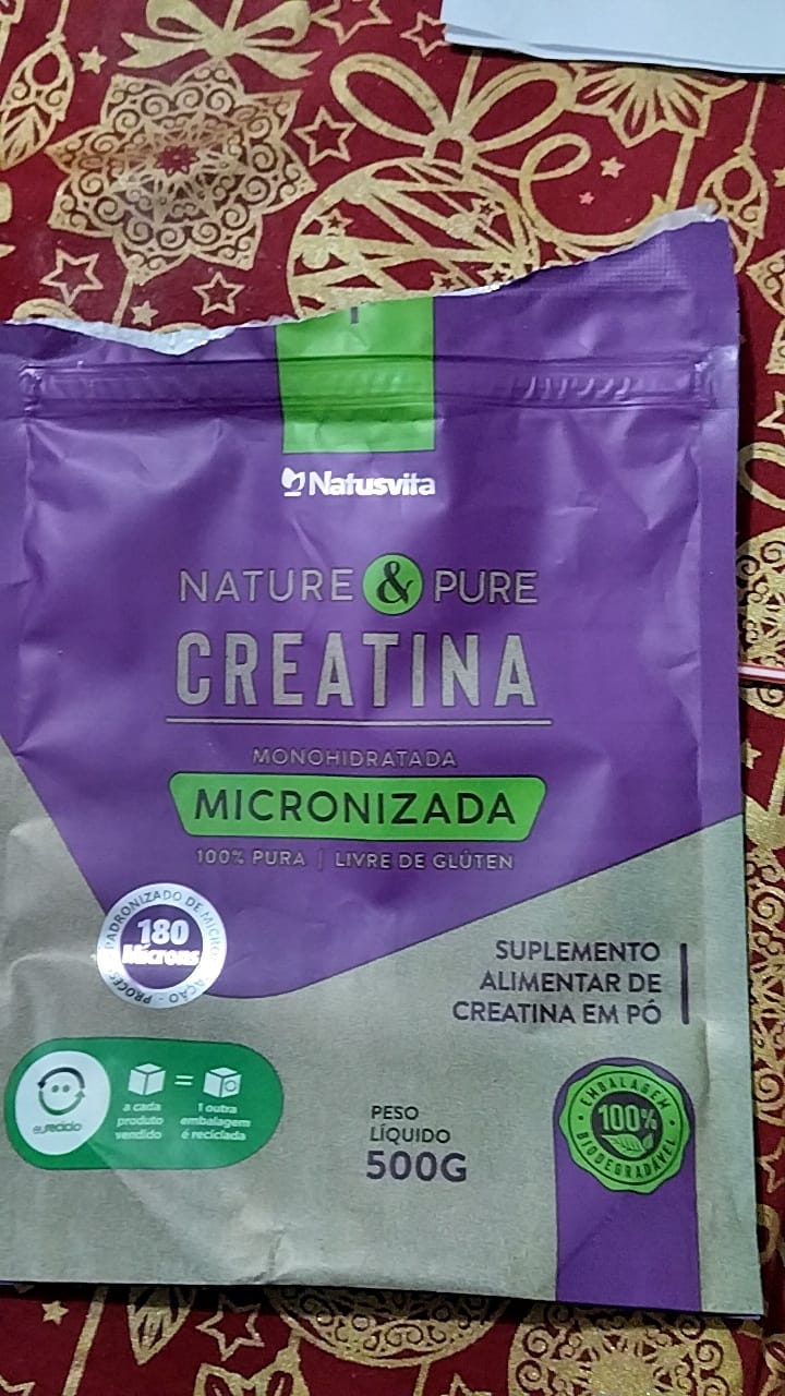 Customer photo review of Creatina 100% Pura (500g). Monohidratada e Micronizada 180 mícrons. Livre de Metais Pesados
