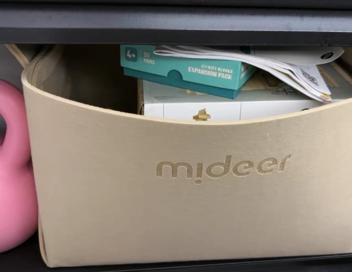 Customer photo review of Mideer Toy Storage Bag: Beige