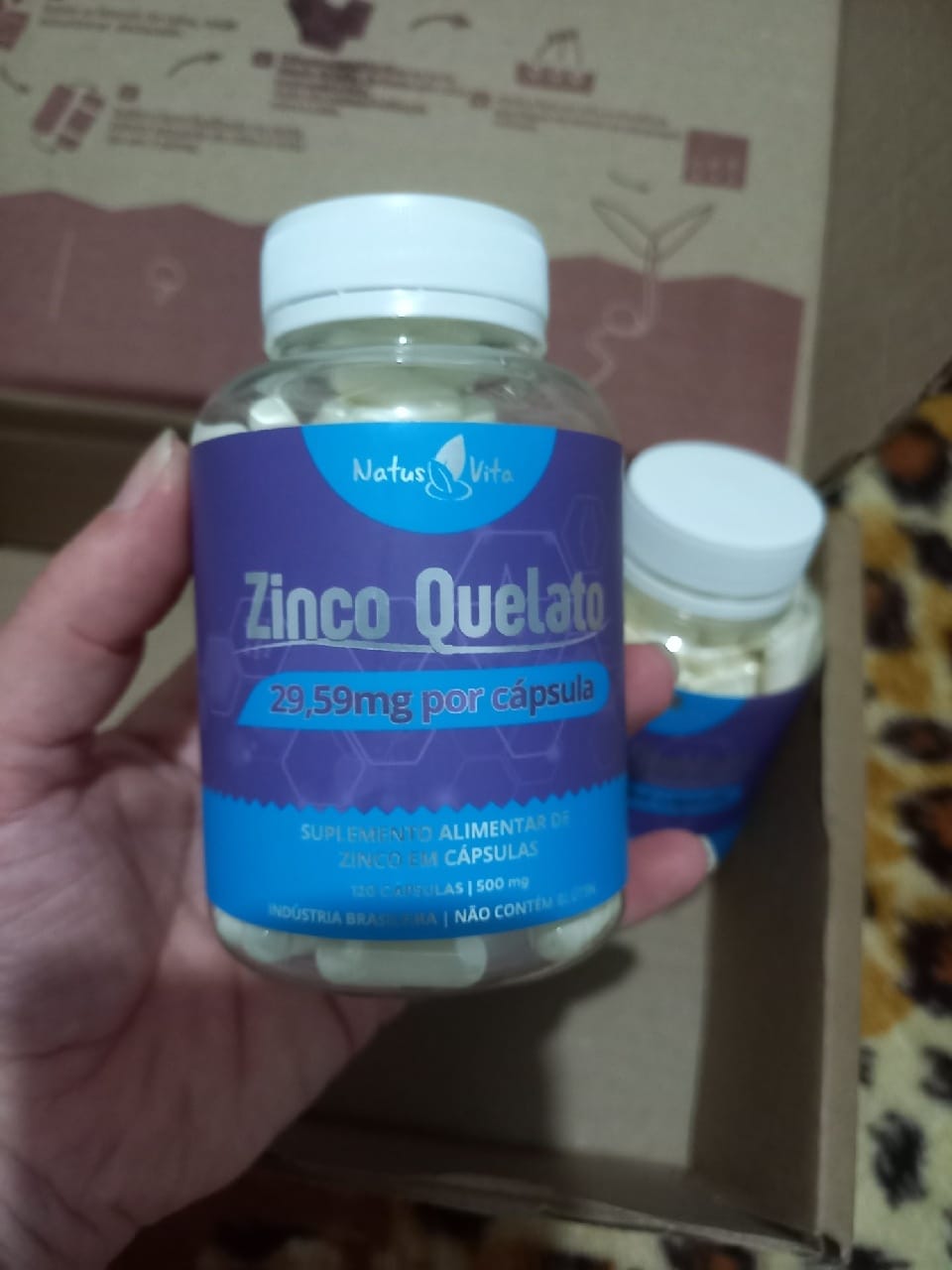 Customer photo review of Zinco Bisglicinato Quelato. 120 Cápsulas. 29,59mg por cápsula. 269% V.D.R.