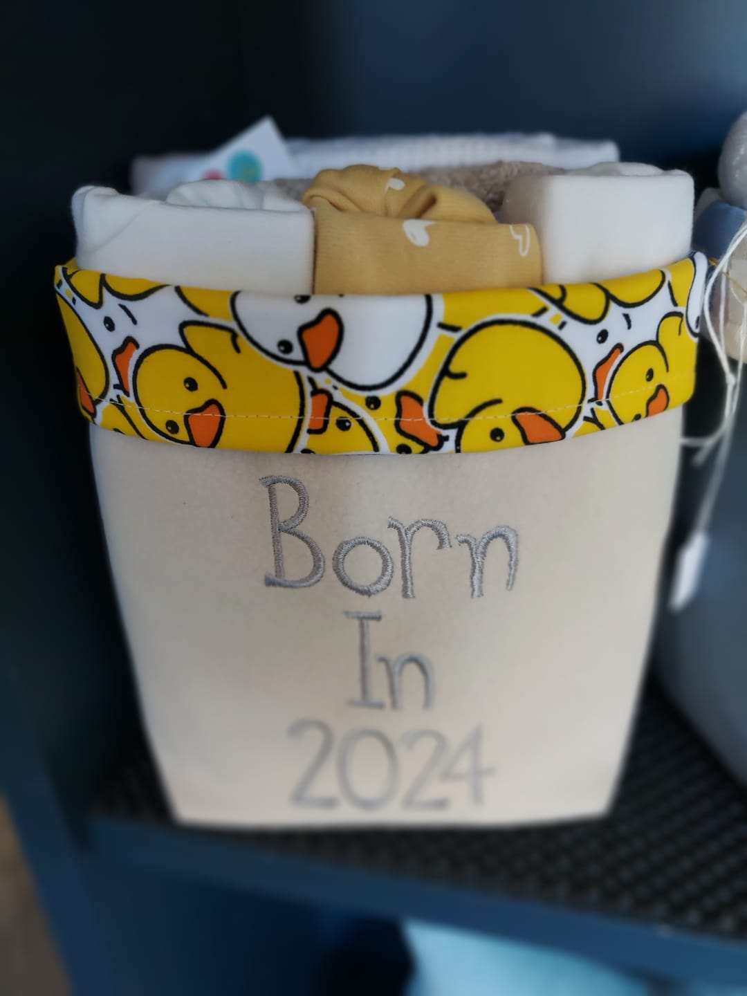 Customer photo review of Yellow and White Rubber Ducks Polycotton Fabric