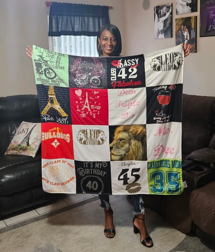T-shirt quilt featuring bulldogs by Topreka from FL