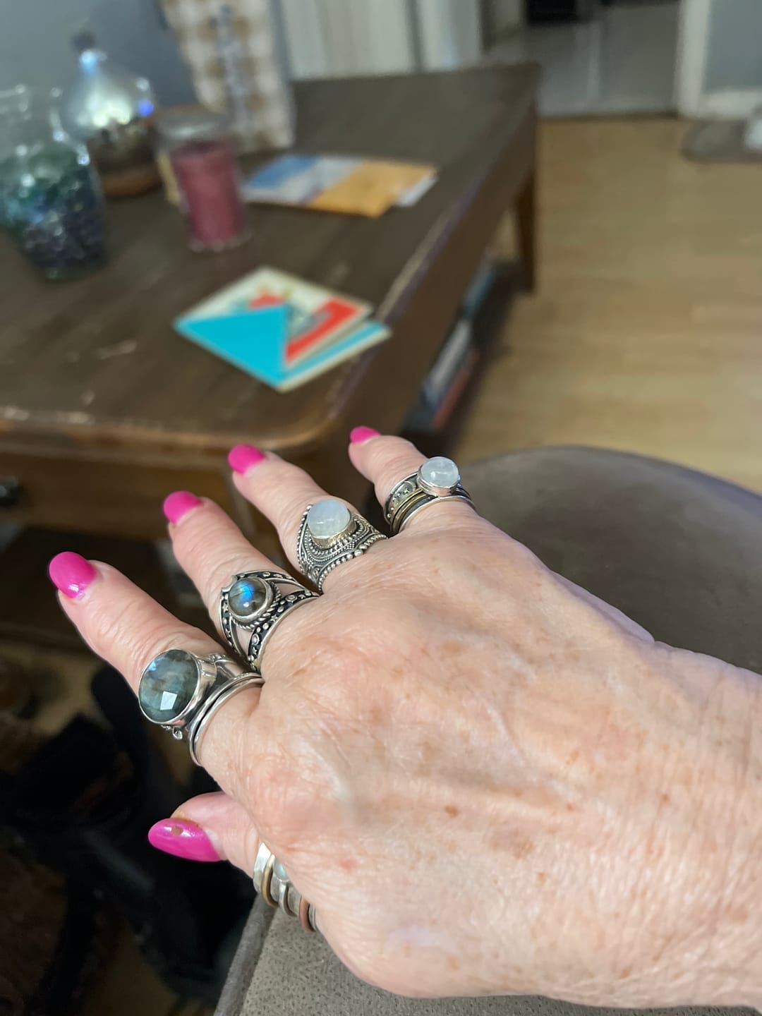 Customer photo review of Sterling Silver Boho Ring with Moonstone