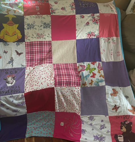 T-shirt quilt with cartoons, animals themes by Jodi from MA