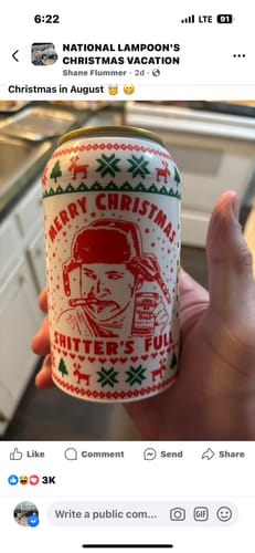 Customer photo review of Merry Christmas Shitters Full Beersy Silicone Sleeve Hide-a-Beer Can Cooler (GLOW IN THE DARK)