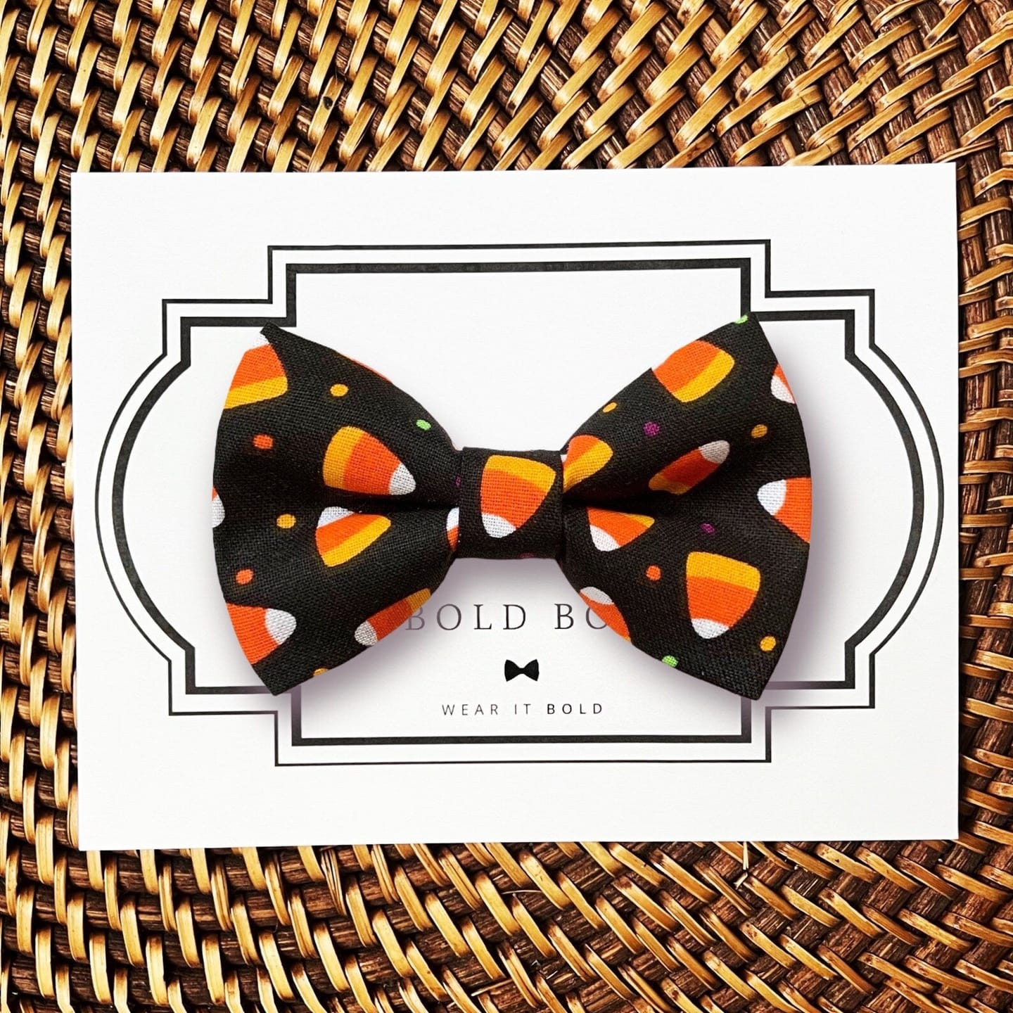 Customer photo review of Candy Corn Bow Tie for Dog and Cat Collar