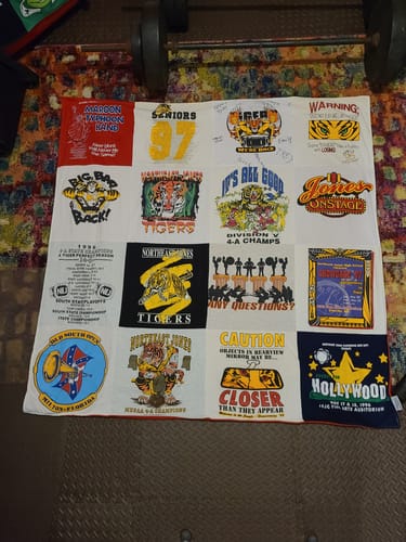 T-shirt quilt featuring tigers by Bridget from MS