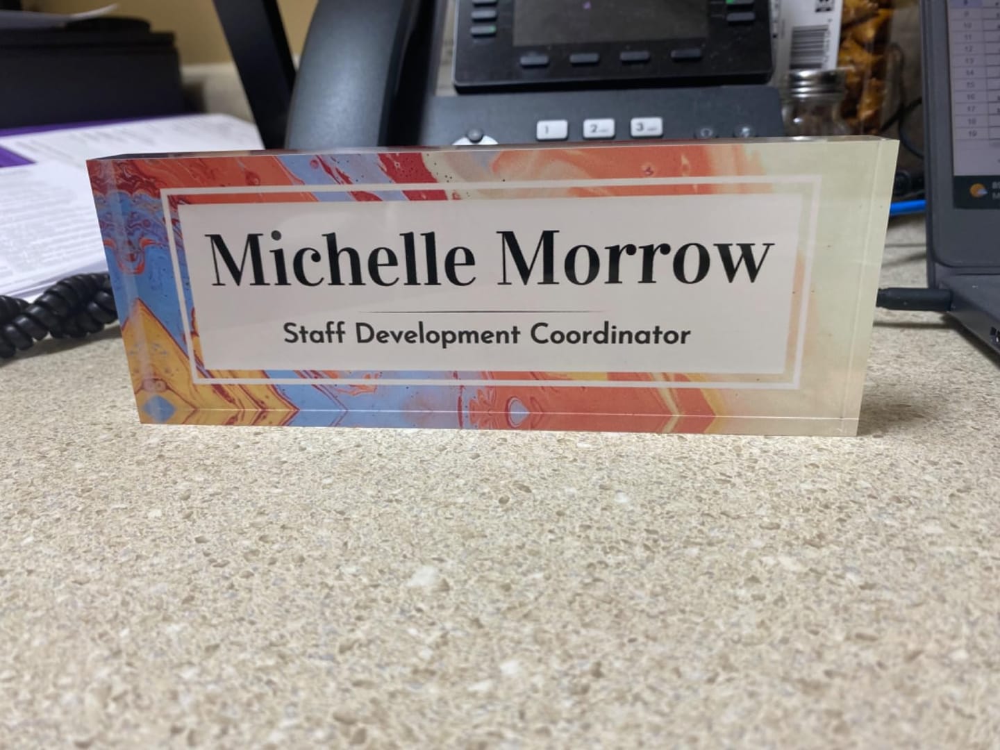 Customer photo review of Personalized Desk Name Block - Logo (Clear Background)