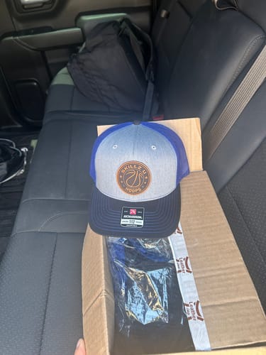 Customer photo review of Custom Leather Patch Hats Richardson 112 Laser Engraved
