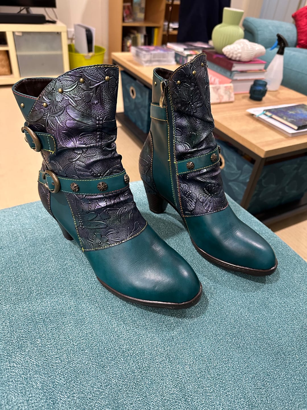 Customer photo review of Bohemia Leather Block Heel Comfy Sandals