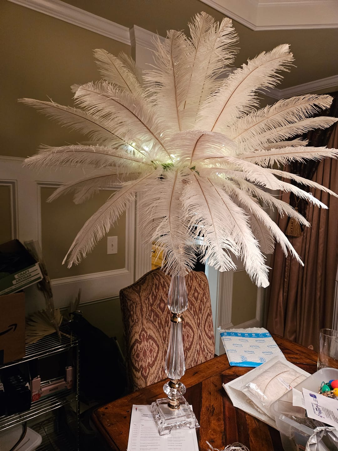 Customer photo review of Ostrich Feather Tail Plumes 15-18" (White)
