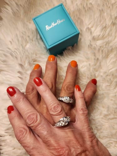 Customer photo review of Bezel Round Moissanite Channel Euro Shank Engagement Ring