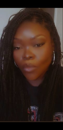 Customer photo review of 24"  Pre Bleached Human Hair Lace Lightweight Knotless HD Lace Box Braided Wig