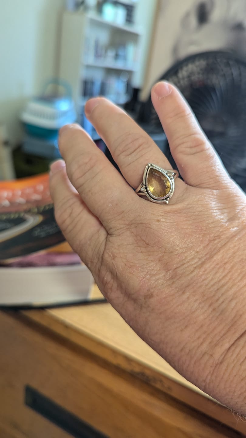 Customer photo review of Citrine Teardrop Ring Sterling Silver