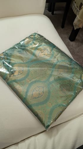 Customer photo review of Pastel Green Two Tone Kanjivaram Silk Saree Embellished with Intricate Gold Zari work