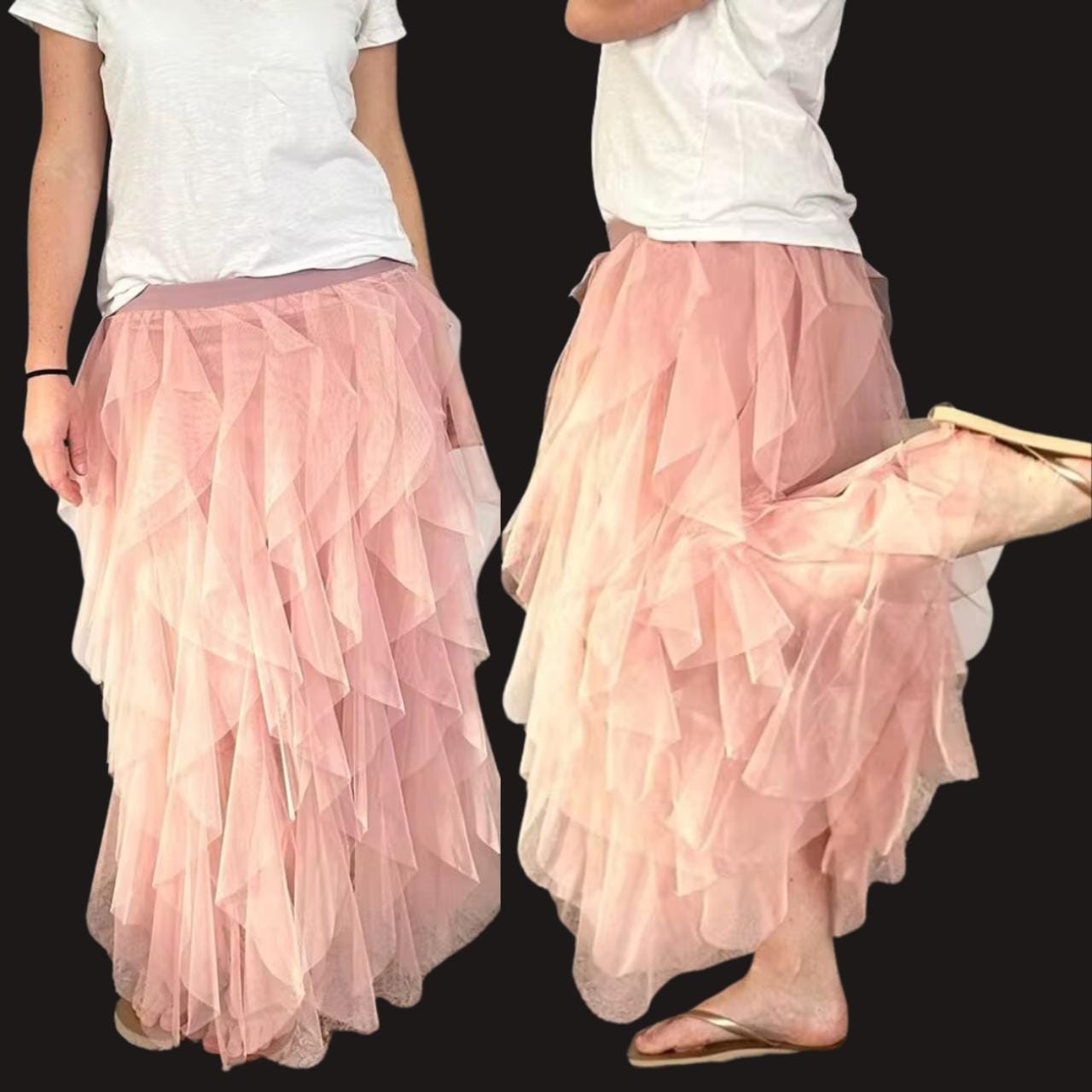 Customer photo review of Ruffle Tulle Maxi Skirt