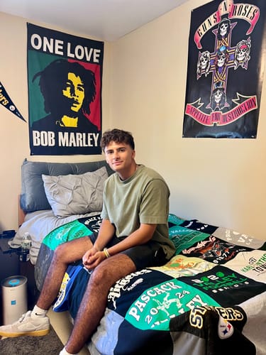 T-shirt quilt with music, bands themes by Raluca from NJ