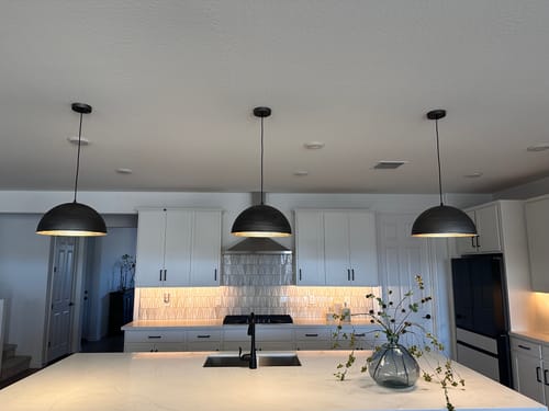 Customer photo review of Industrial 1-Light Hammered Oversized Metal Dome Pendant