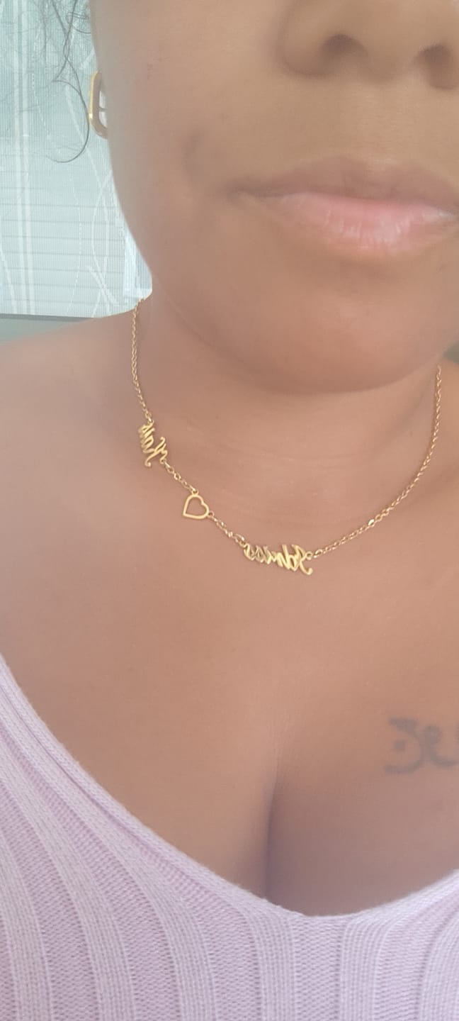 Customer photo review of Collier Coeur & Prénoms Sautoir Personnalisé