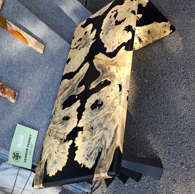 Customer photo review of Bench Legs 126 Akro 16H for Live Edge Table Top