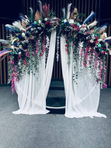 Customer photo review of Party & Hoop Balloon Circle Loop Flower Arch Photo Booth Backdrop Stand Round Backdrop