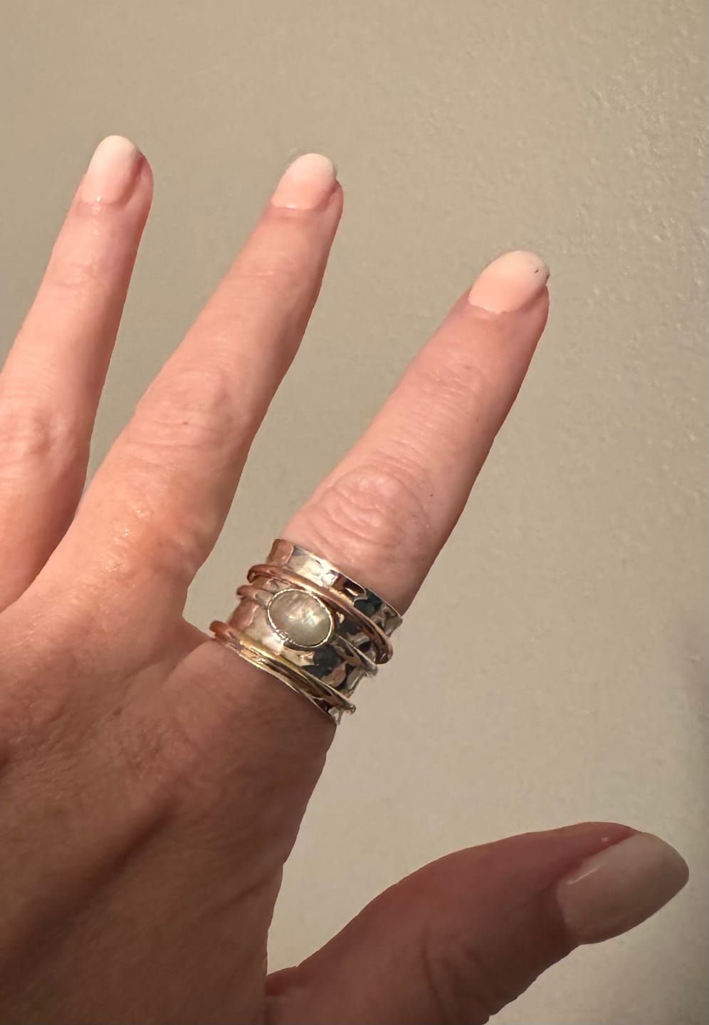 Customer photo review of Chunky Spinner Ring with Moonstone Sterling Silver