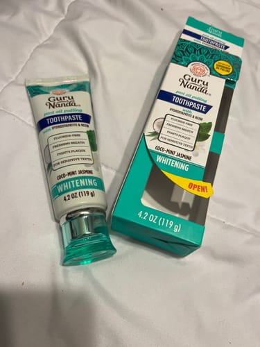 Customer photo review of Fluoride Free, Hydroxyapatite, Whitening Toothpaste - Freshens Breath, Fights Plaque - CocoMint Jasmine Neem, 4.2oz