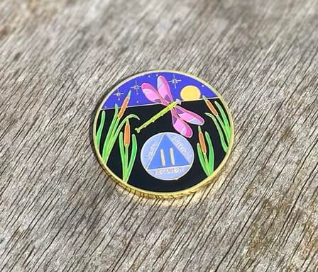 Customer photo review of Dragonfly 9th Step 2 Year Specialty AA Recovery Medallion - Tri-Plated Two Year Chip/Coin