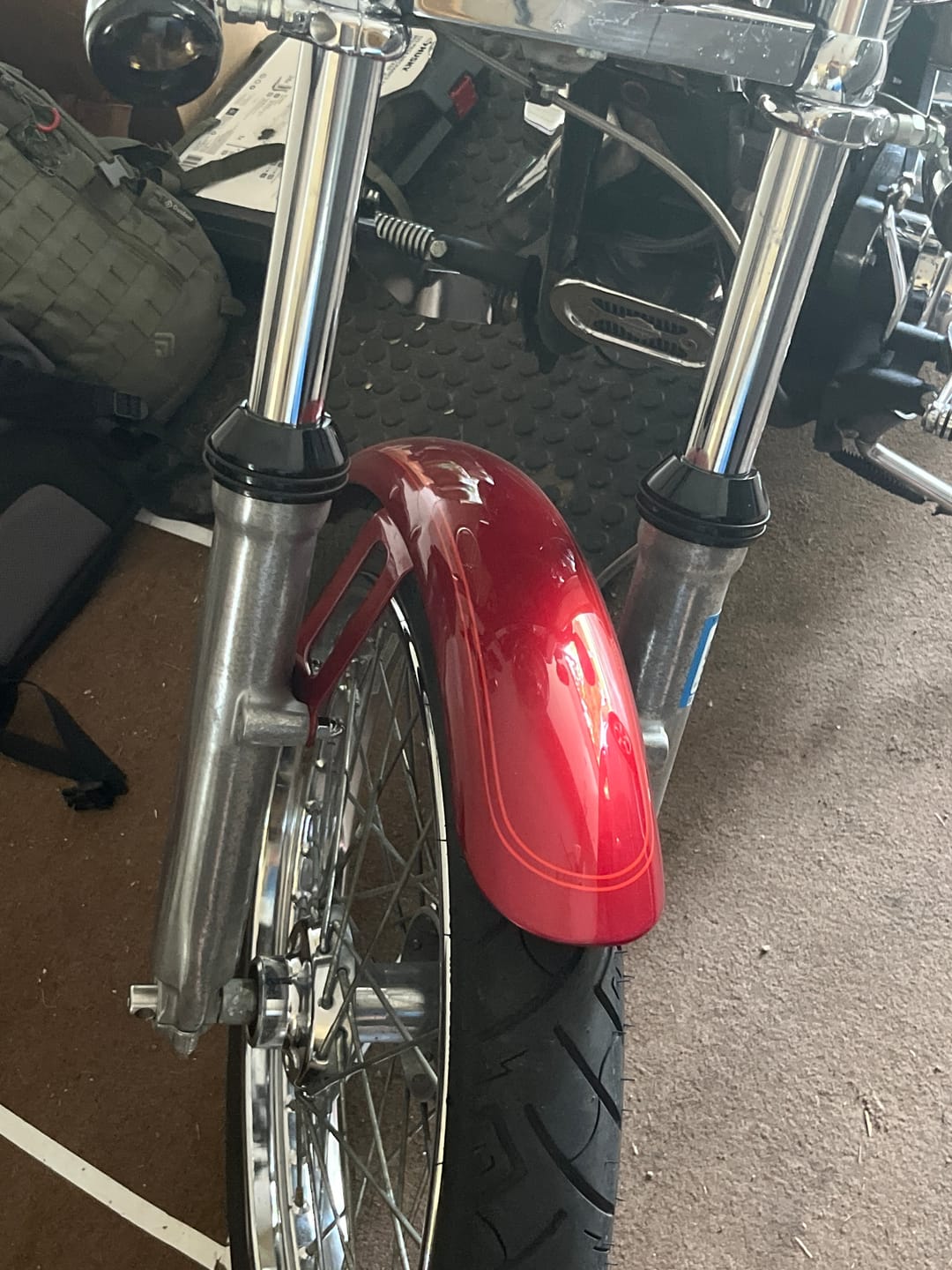 Customer photo review of Custom Chrome Fork Boot Covers Fit For Harley 84-Up FXST 91-05 FXDWG 80-86 FXWG