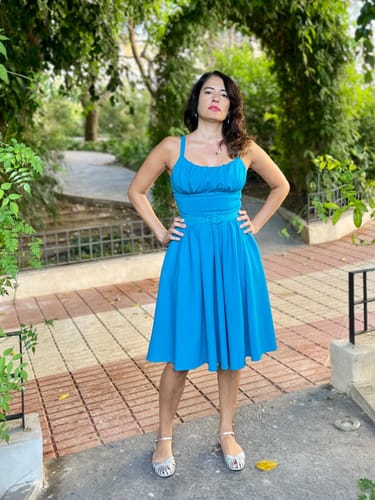 Customer photo review of PRE-ORDER - Ingenue Dress in Turquoise Blue - Vixen by Micheline Pitt