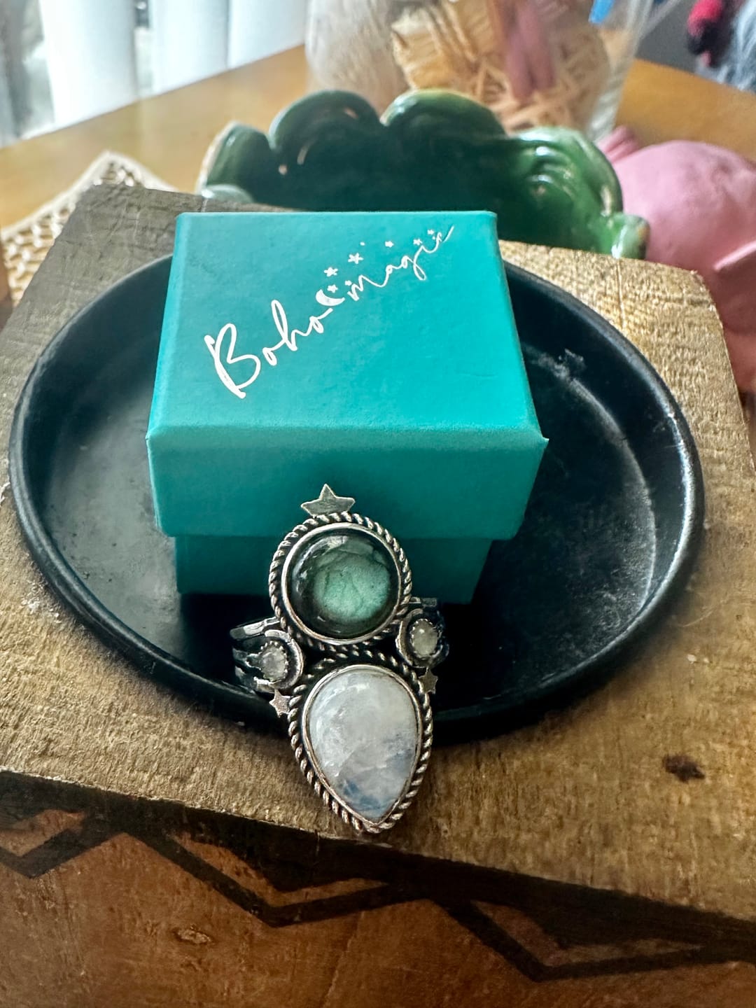 Customer photo review of Celestial Moonstone and Labradorite Silver Ring
