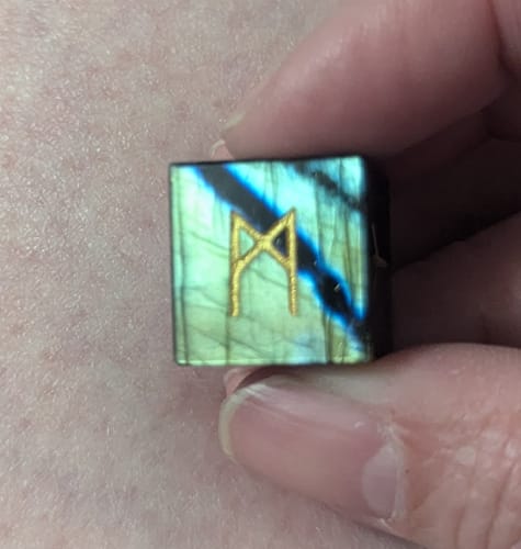 Customer photo review of URWizards Engraved labradorite Rune dice D6 Viking