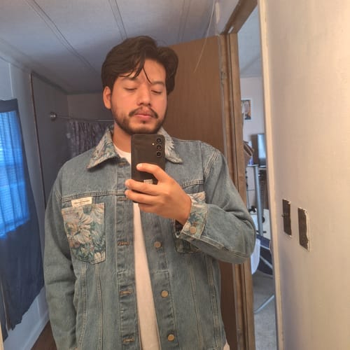 Customer photo review of Van Gogh inspired Pocket Denim Jacket