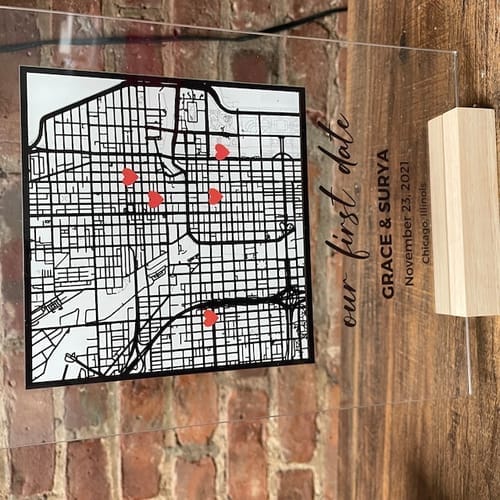 Customer photo review of Where We Met Personalized Map Plaque - New ID