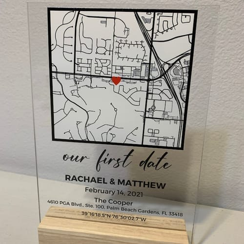 Customer photo review of Where We Met Personalized Map Plaque - New ID
