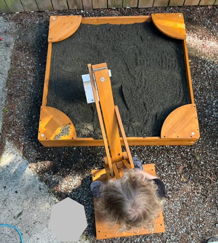 Customer photo review of Avenlur Wooden Sandbox – Durable Outdoor Play Area, Perfect for Excavator