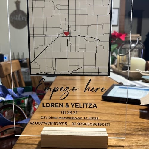 Customer photo review of Where We Met Personalized Map Plaque - New ID